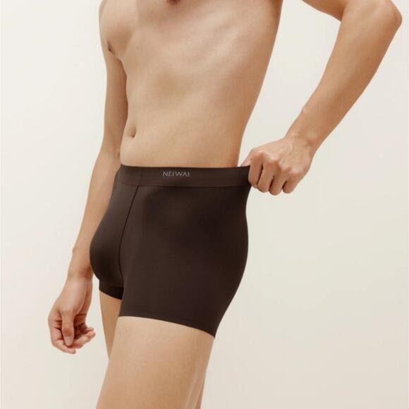 NEW Neiwai Men's Model Boxer Brief 2.0 Two Piece Set In Tealeaf Brown And White - Picture 2 of 13